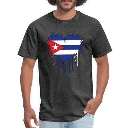 Heart of Cuba Flag T-Shirt - heather black