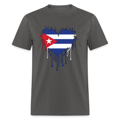 Heart of Cuba Flag T-Shirt - charcoal