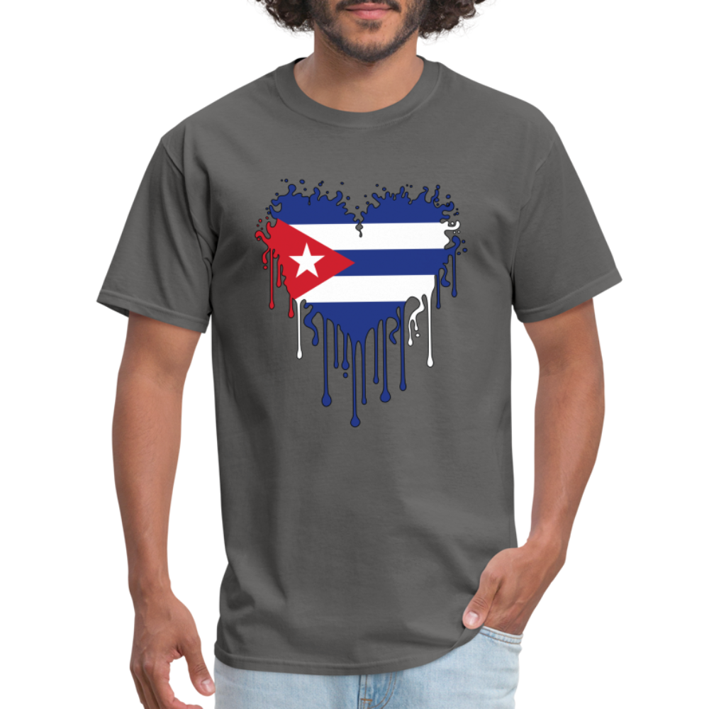 Heart of Cuba Flag T-Shirt - charcoal