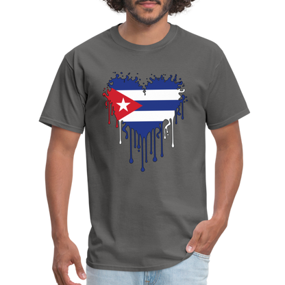 Heart of Cuba Flag T-Shirt - charcoal