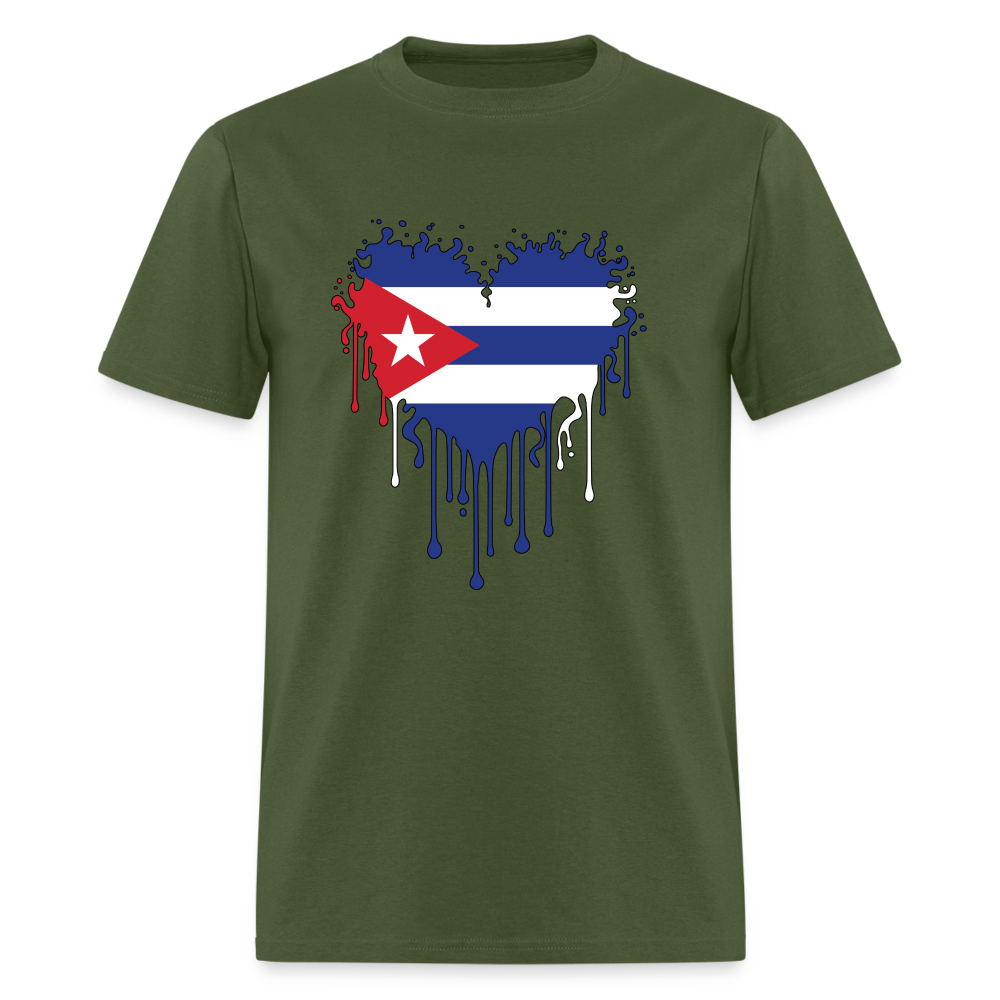 Heart of Cuba Flag T-Shirt - military green