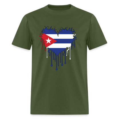 Heart of Cuba Flag T-Shirt - military green