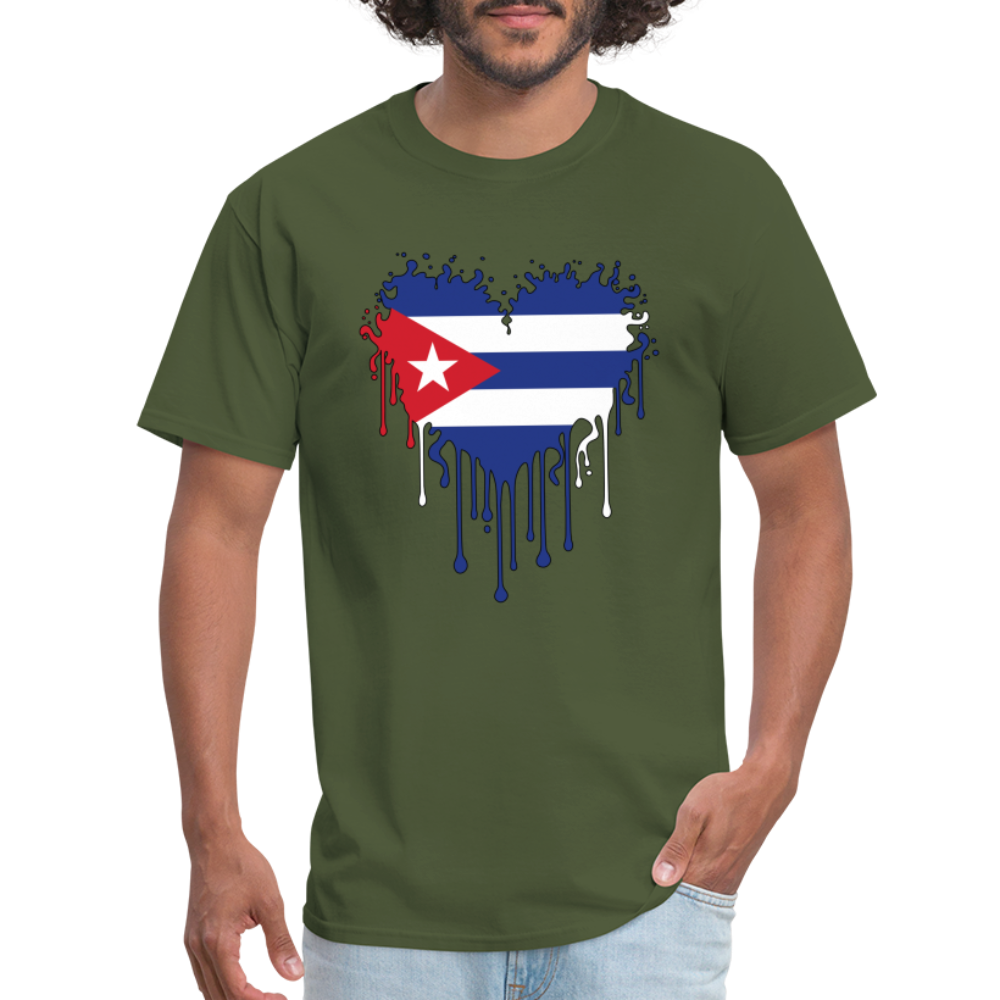 Heart of Cuba Flag T-Shirt - military green