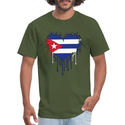 Heart of Cuba Flag T-Shirt - military green