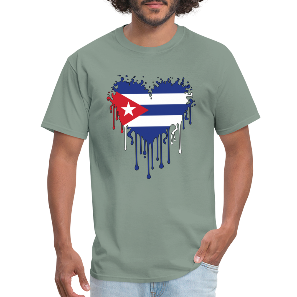 Heart of Cuba Flag T-Shirt - sage