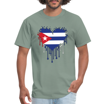 Heart of Cuba Flag T-Shirt - sage