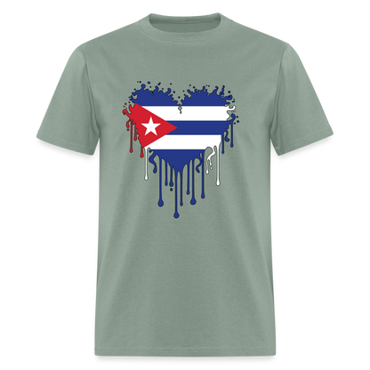 Heart of Cuba Flag T-Shirt - sage