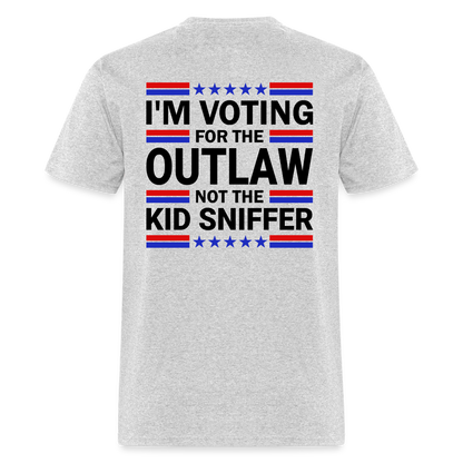 I'm Voting for the OutLaw not the Kid Sniffer (Trump) T-Shirt - heather gray