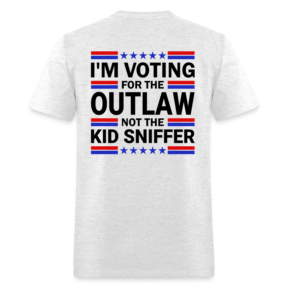 I'm Voting for the OutLaw not the Kid Sniffer (Trump) T-Shirt - light heather gray