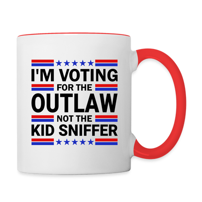 I'm Voting for the OutLaw not the Kid Sniffer (Trump) Coffee Mug - white/red