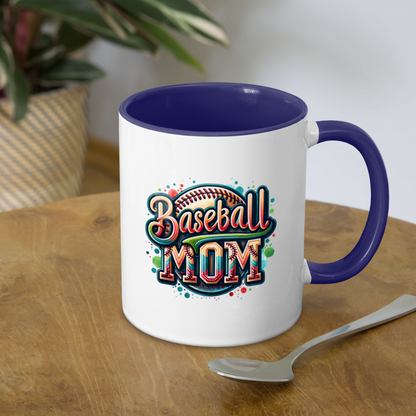 Baseball Mom Coffee Mug - white/cobalt blue