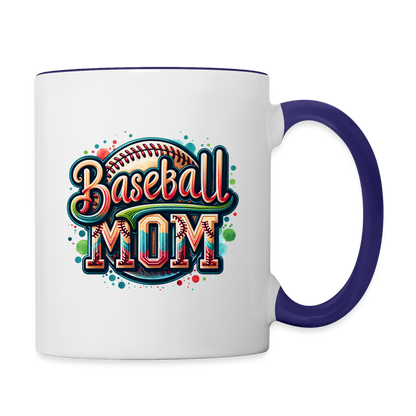 Baseball Mom Coffee Mug - white/cobalt blue