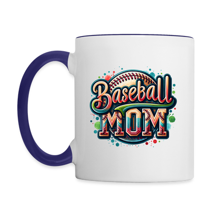 Baseball Mom Coffee Mug - white/cobalt blue