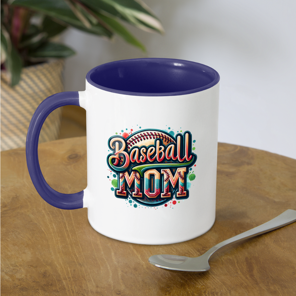 Baseball Mom Coffee Mug - white/cobalt blue