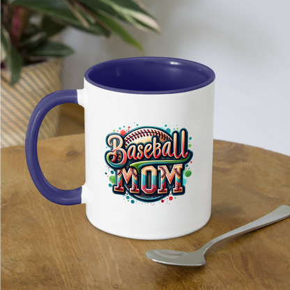 Baseball Mom Coffee Mug - white/cobalt blue