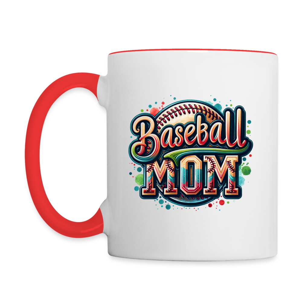 Baseball Mom Coffee Mug - white/red