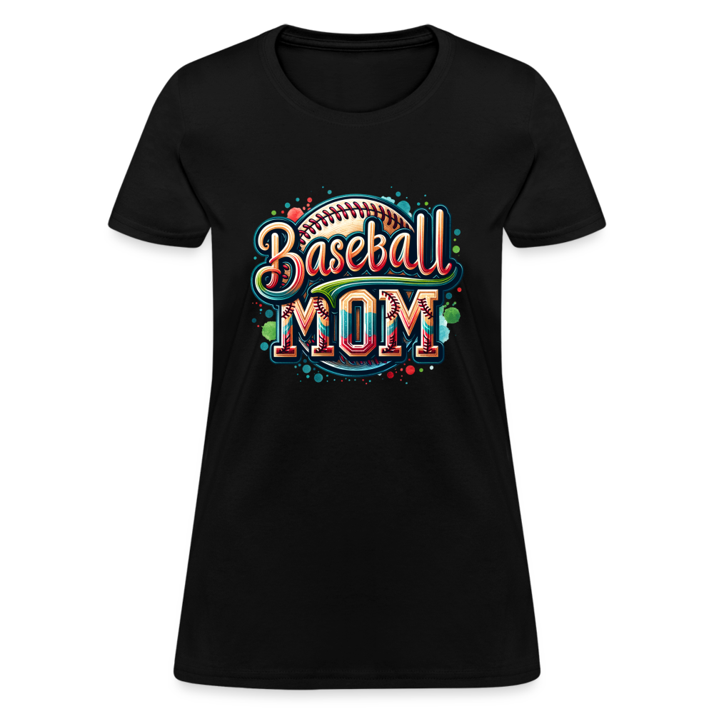 Baseball Mom Women's Contoured T-Shirt - black