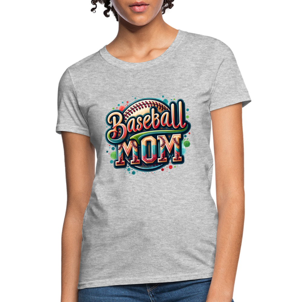 Baseball Mom Women's Contoured T-Shirt - heather gray