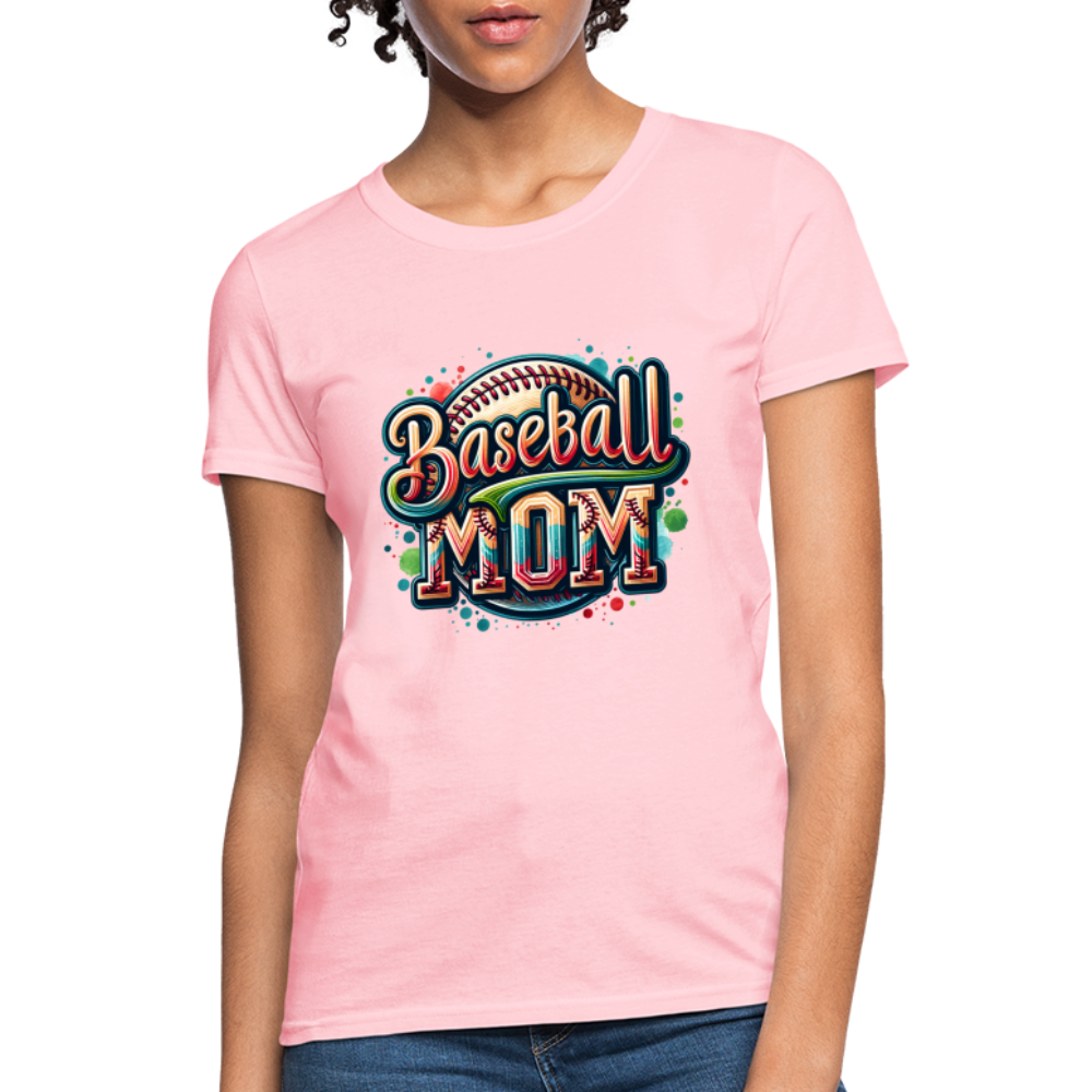 Baseball Mom Women's Contoured T-Shirt - pink