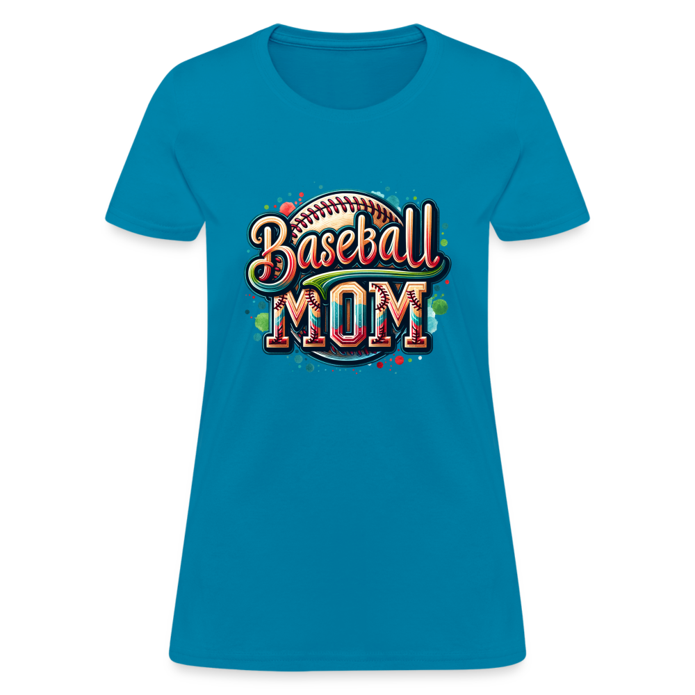 Baseball Mom Women's Contoured T-Shirt - turquoise