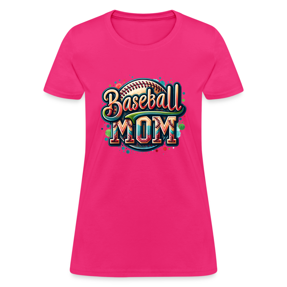 Baseball Mom Women's Contoured T-Shirt - fuchsia