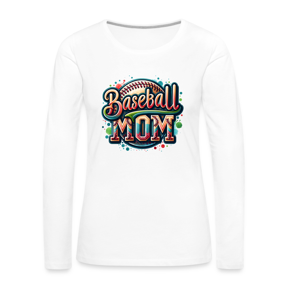 Baseball Mom Premium Long Sleeve T-Shirt - white