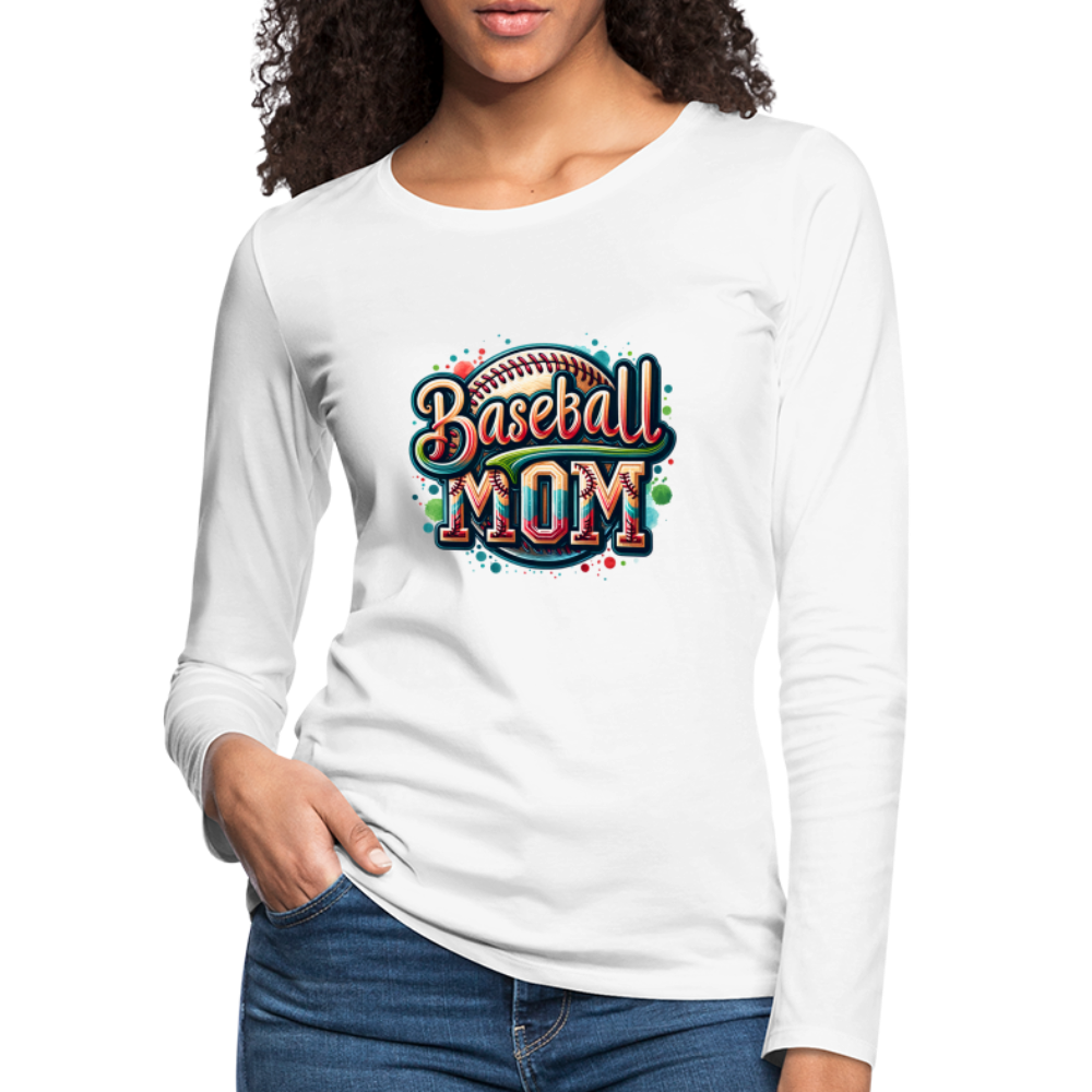 Baseball Mom Premium Long Sleeve T-Shirt - white