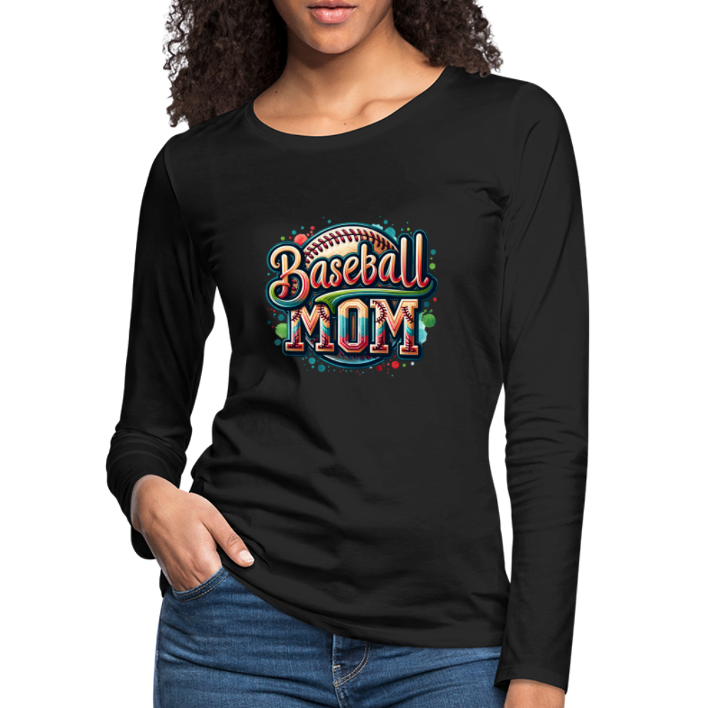 Baseball Mom Premium Long Sleeve T-Shirt - black