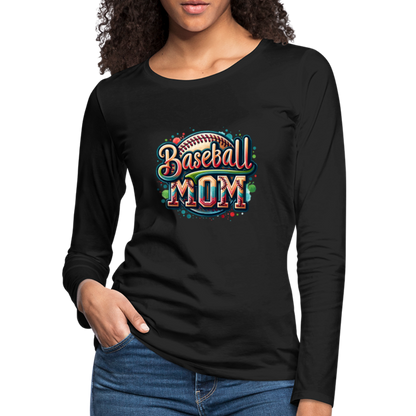 Baseball Mom Premium Long Sleeve T-Shirt - black