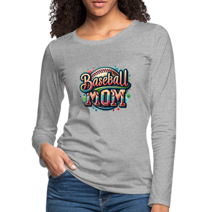 Baseball Mom Premium Long Sleeve T-Shirt - heather gray