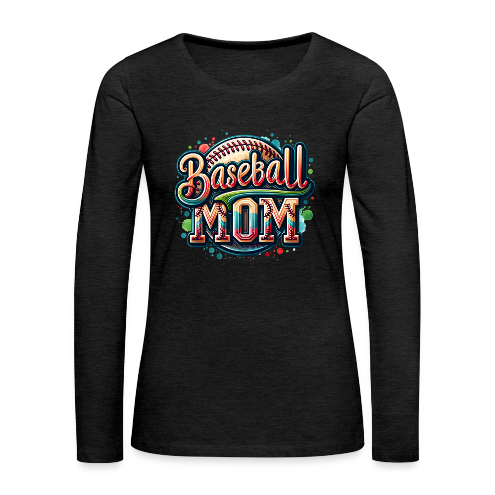 Baseball Mom Premium Long Sleeve T-Shirt - charcoal grey