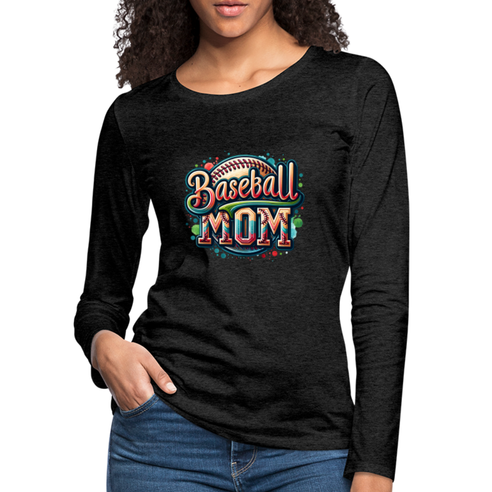 Baseball Mom Premium Long Sleeve T-Shirt - charcoal grey