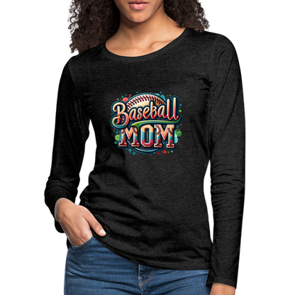 Baseball Mom Premium Long Sleeve T-Shirt - charcoal grey