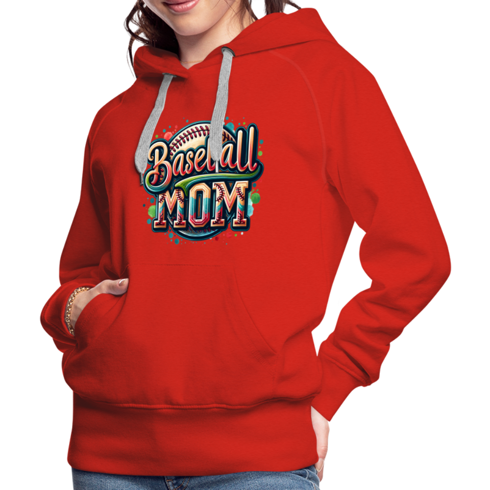 Baseball Mom Premium Hoodie - red