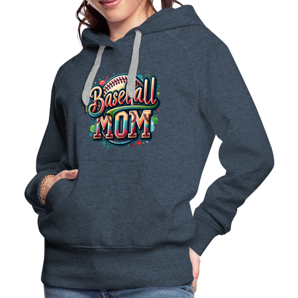 Baseball Mom Premium Hoodie - heather denim