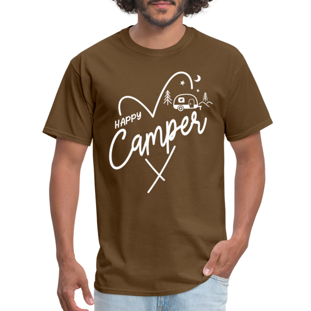 Happy Camper T-Shirt (Love Camping in Nature) - brown