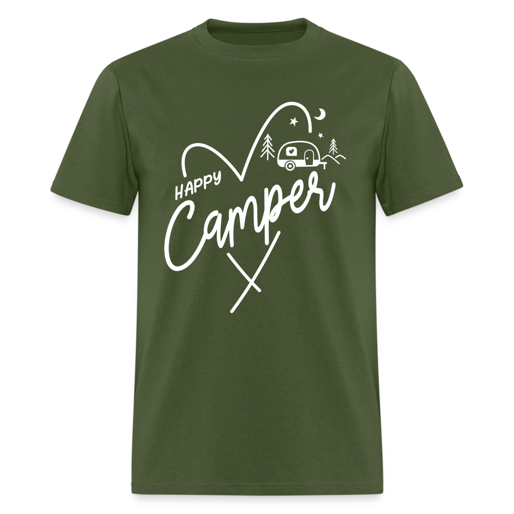 Happy Camper T-Shirt (Love Camping in Nature) - military green
