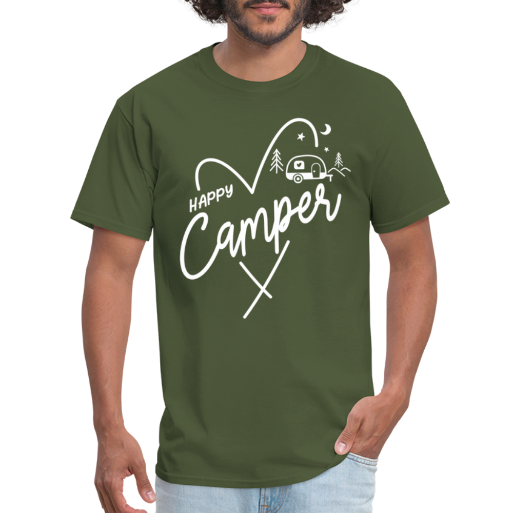 Happy Camper T-Shirt (Love Camping in Nature) - military green