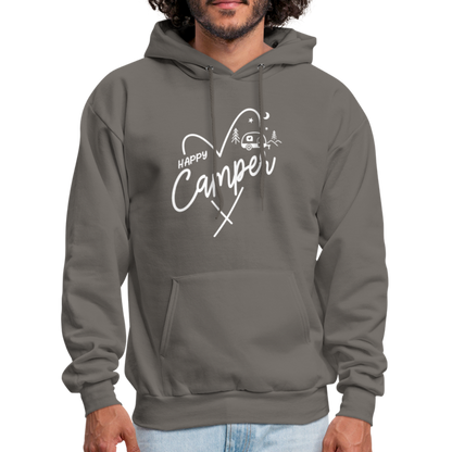 Happy Camper Hoodie (Love Camping in Nature) - asphalt gray