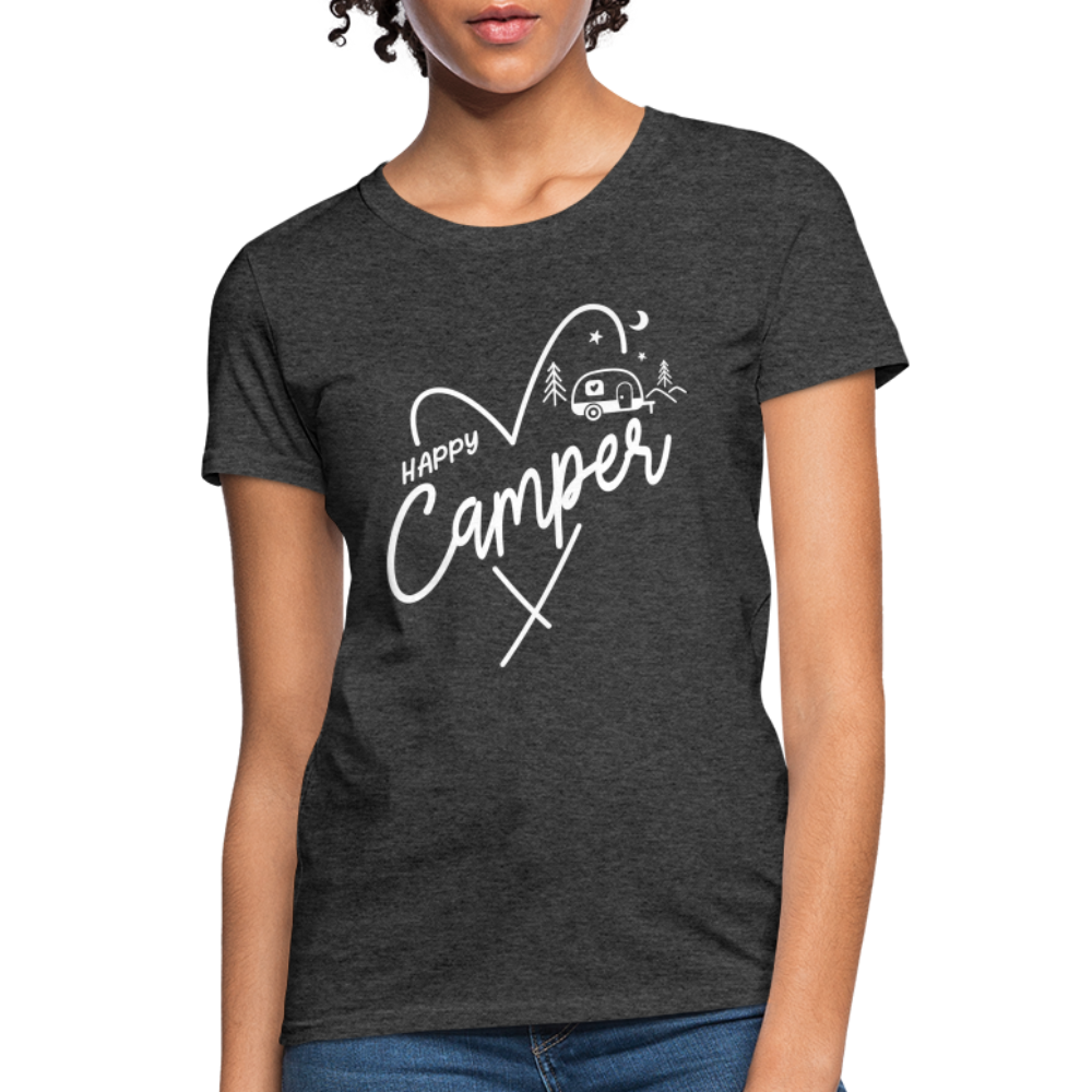 Happy Camper Women's T-Shirt (Love Camping in Nature) - heather black