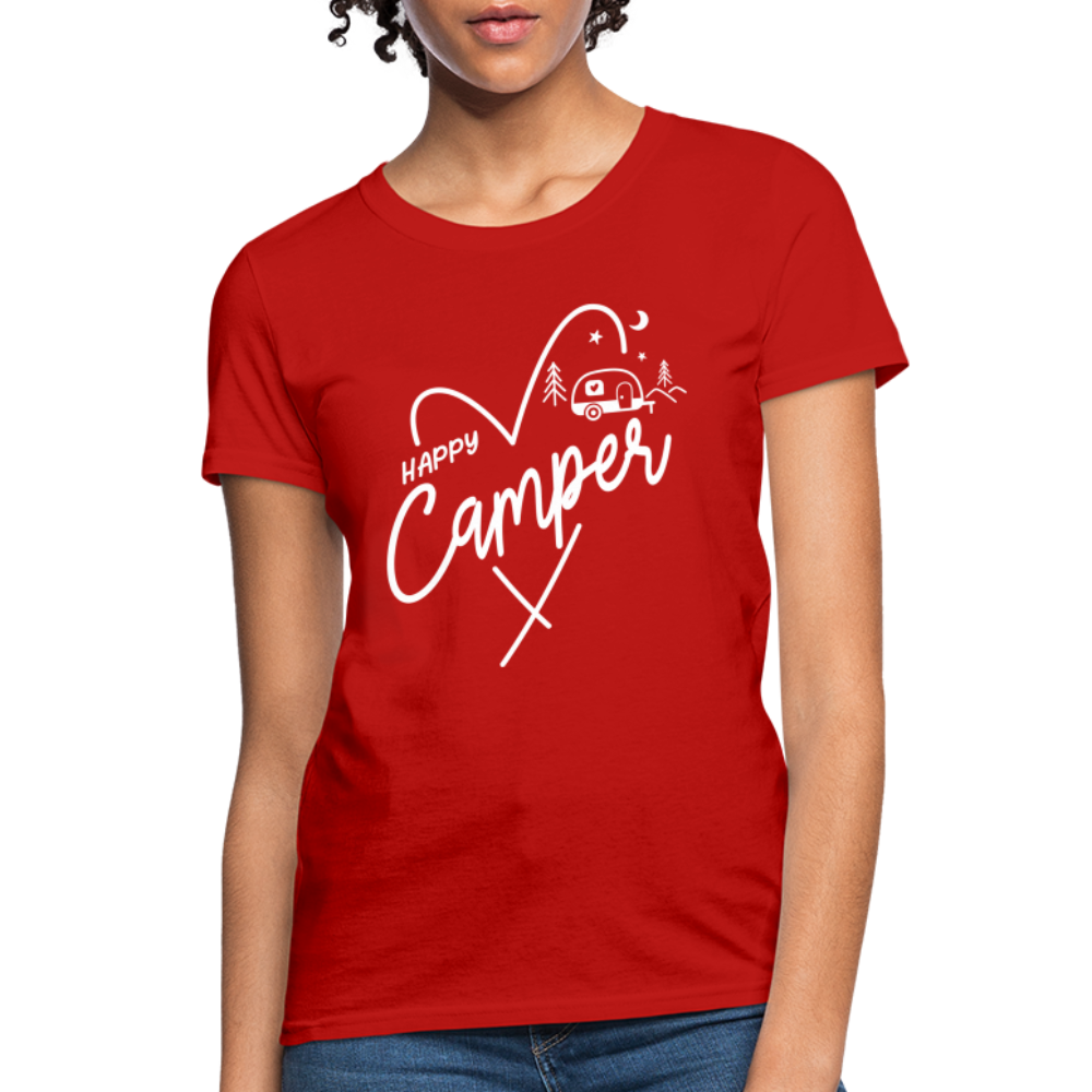 Happy Camper Women's T-Shirt (Love Camping in Nature) - red