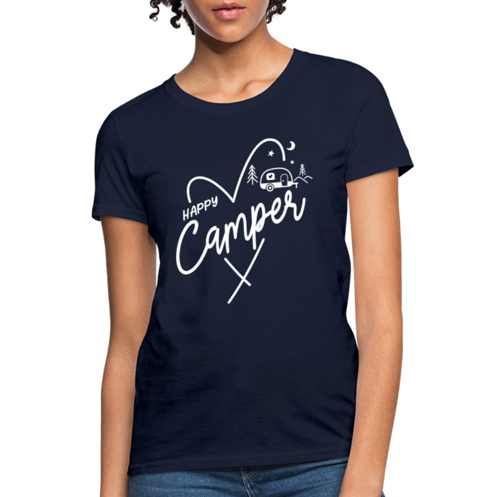 Happy Camper Women's T-Shirt (Love Camping in Nature) - navy