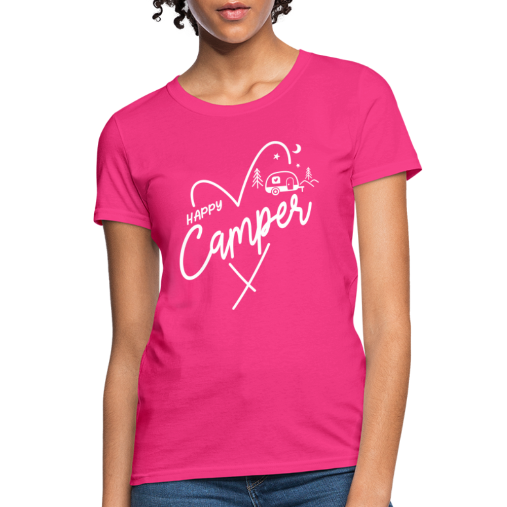 Happy Camper Women's T-Shirt (Love Camping in Nature) - fuchsia