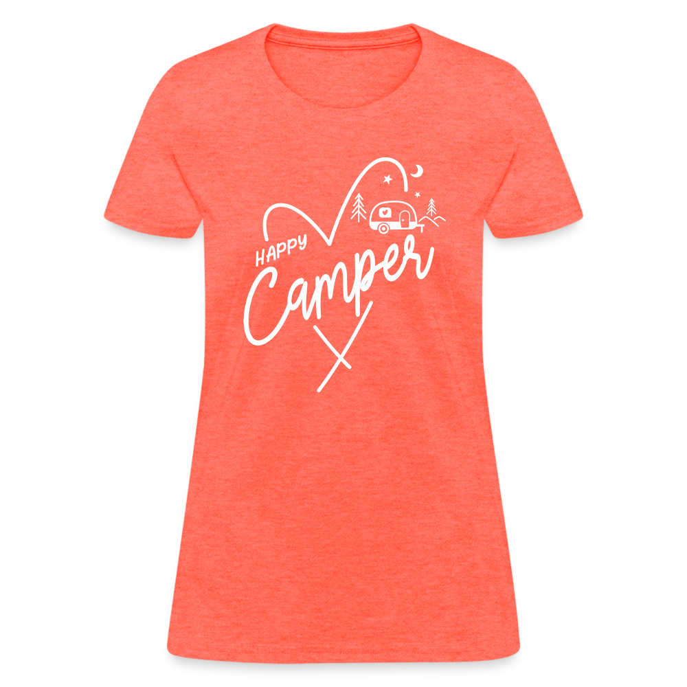 Happy Camper Women's T-Shirt (Love Camping in Nature) - heather coral