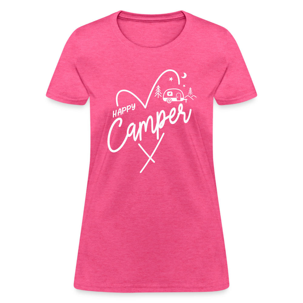 Happy Camper Women's T-Shirt (Love Camping in Nature) - heather pink