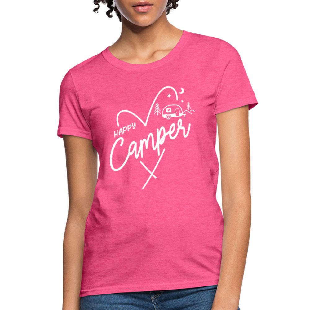 Happy Camper Women's T-Shirt (Love Camping in Nature) - heather pink