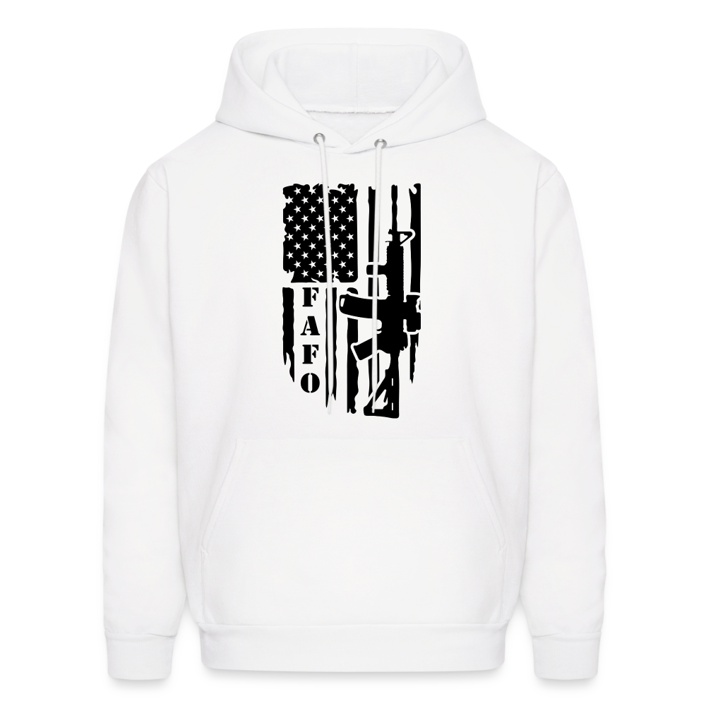 FAFO Hoodie with AR15 & American Flag - white