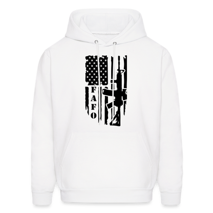 FAFO Hoodie with AR15 & American Flag - white