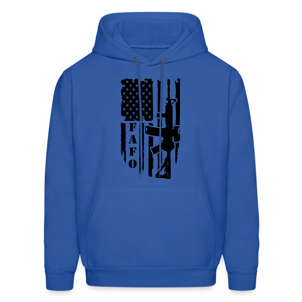 FAFO Hoodie with AR15 & American Flag - royal blue