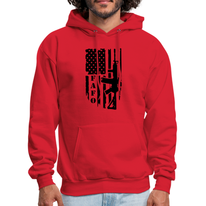 FAFO Hoodie with AR15 & American Flag - red